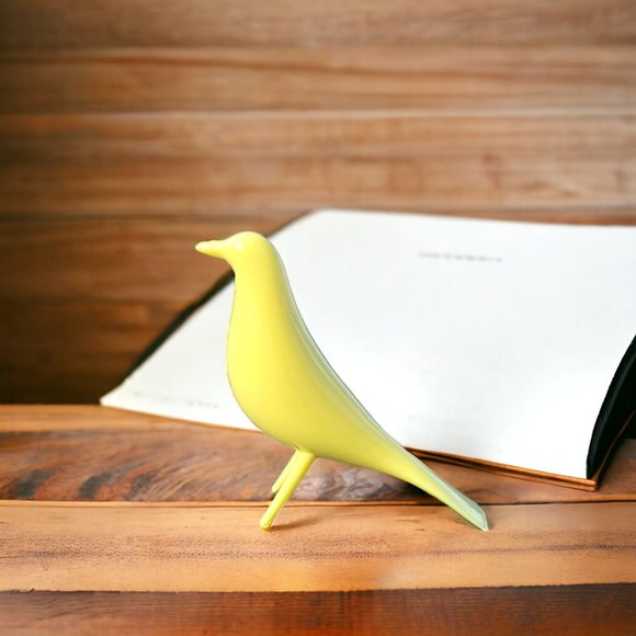 Mini Mid Century Modern Depression Style Eames Retro Bird Figurine Yellow - Picture 1 of 3